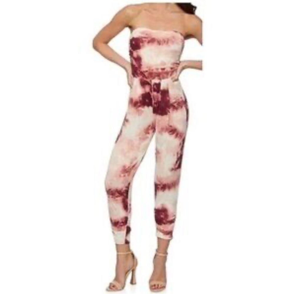 Full Circle‎ Women’s Tie-Dye Strapless Jumpsuit Burgundy Size XL Plus Size